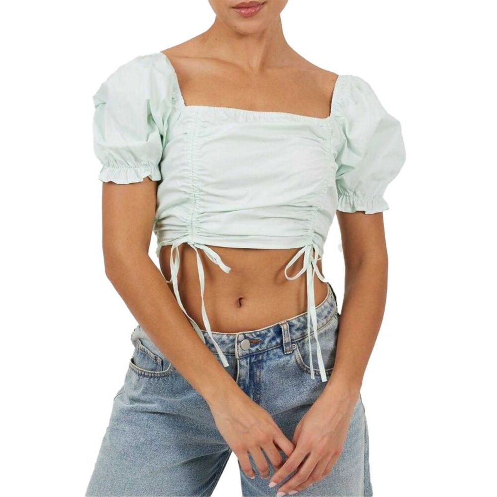 Brave Soul Womens/Ladies Puff Sleeve Crop Top / Mint